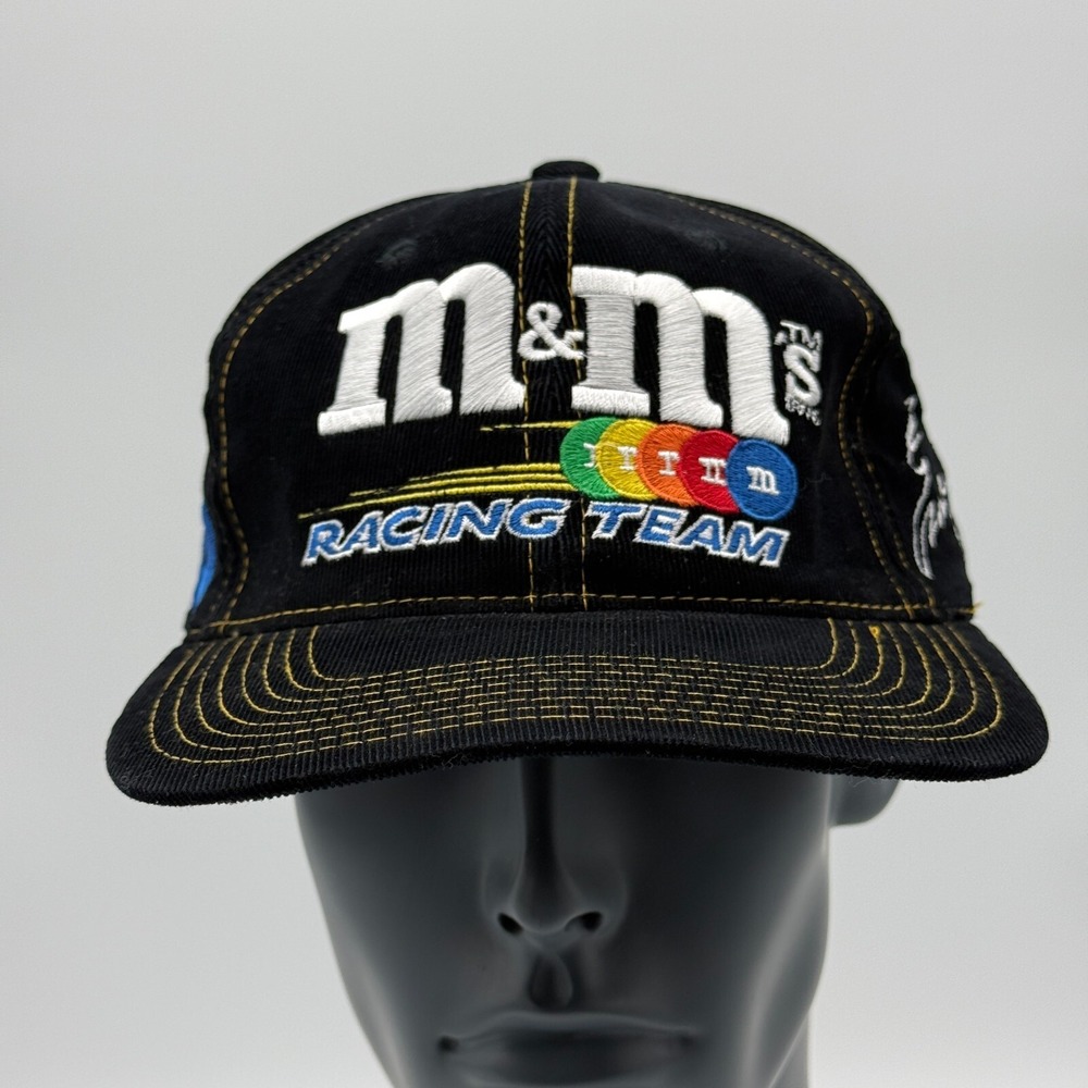 Vintage M&M Racing Hat Snapback Adult Black Nascar‎ 36 Ernie Irvan Corduroy